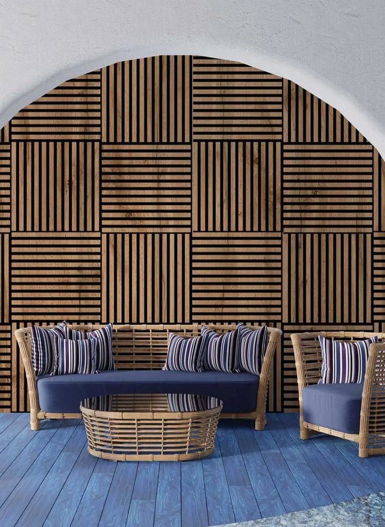 Wooden Acoustic Panels Rustic Oak Wall Slats feature Wall DecorMania EU